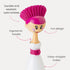 Vigar Dolls April Dish Brush - Ergonomic Handle with Dress-shaped Storage Holder, White & Pink - Scrub Brush for Kitchen