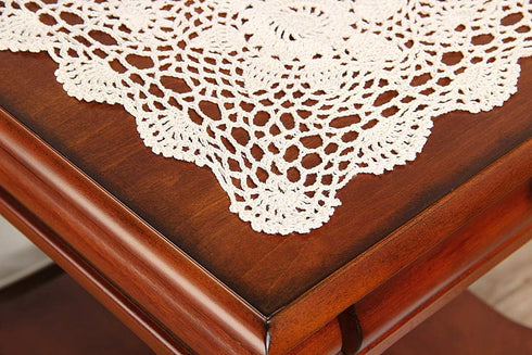 15inch Hsvanyr Handmade Crochet Lace Tablecloth Doilies Placemat Dining Room Mats Nightstand Cover