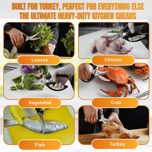 Poultry Shears, Kitchen Shears Heavy Duty for Food With Anti-Slip Handle & Safety Lock, Meat Scissors, Chicken