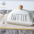 Farmhouse Decorative Kitchen Countertop Butter & Cream Cheese Dish with Lid, White Butter Keeper with Cover