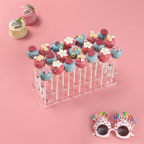 ANDGOO 2-Pack Cake Pop Stand, Clear Acrylic Lollipop Holder with 21 Holes for Weddings, Birthday Parties