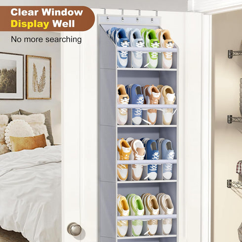20 Closet KEETDY Pairs Over The Door Shoe Organizer for Large Clear Pockets Hanging Shoe Rack for Door Hanger Boot