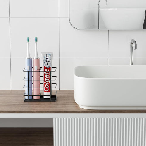 Adhesive Toothbrush Holder Wall Mounted, Suction Toothpaste Organizer Cup for Shower, Razor Holder Caddy Tray Storage
