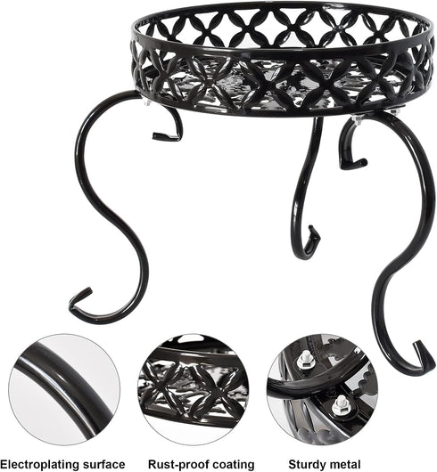 TLBTEK 2Pcs Planter Stand,Metal Round Potted Plant Stands Indoor&Outdoor Multiple ,Modern Flower Pot Stand Holder Rack