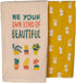 Primitives by Kathy Kitchen Dish Towel Set, Be Your Own Kind Of Beautiful, Cactus-Patterned, 28" Square