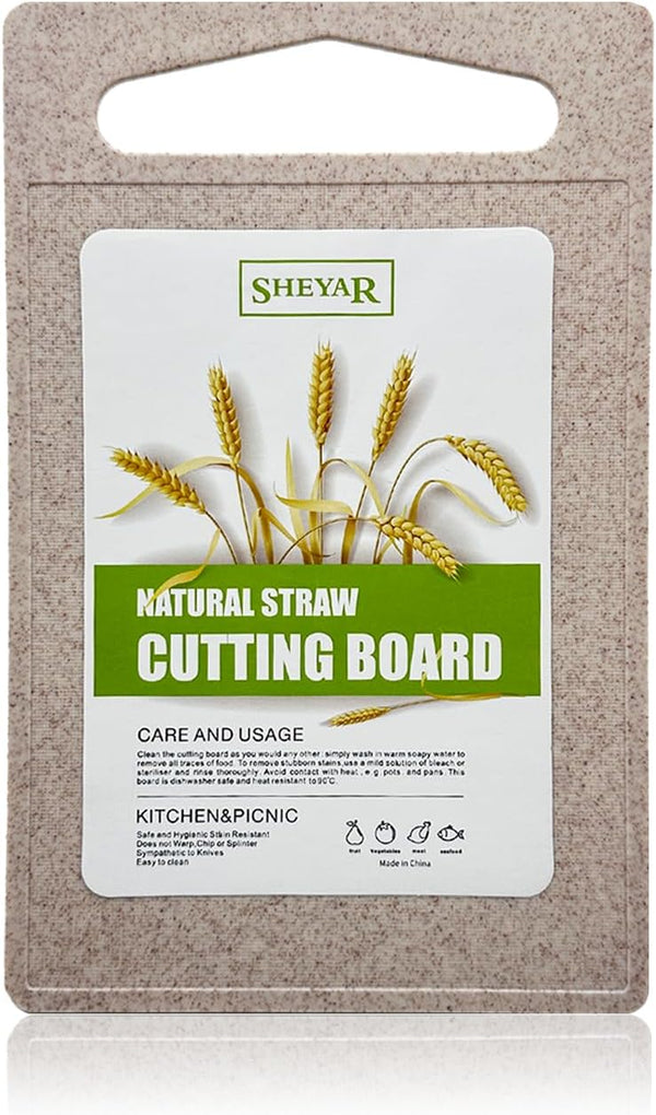 Cutting Board for Kitchen, Wheat Straw Fiber, Dishwasher Safe, Juice Grooves for Meat, Veggies, Easy Grip Handle,