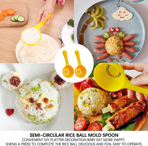 DOERDO 2PCS Plastic Rice Paddle Food Service Spoon, Semicircular Spoon for Rice and Sushi Making