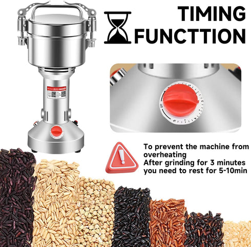 MELVTATA 350g 1500W Grain Grinder Electric Spice Grinder High-Speed Stainless Steel Flour Mill Suitable
