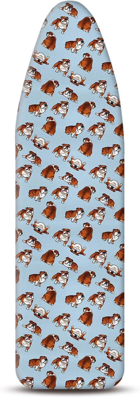 WIRESTER 15x54 Inch Ironing Board Cover, Silicone Coating, Replacement Cover with Elastic Edge, Bulldog Design