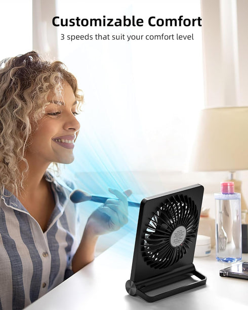 Koonie Portable Desk Fan, 3.5-20hrs Battery Operated Small USB Fan with Ultra Quiet 220° Tilt Folding