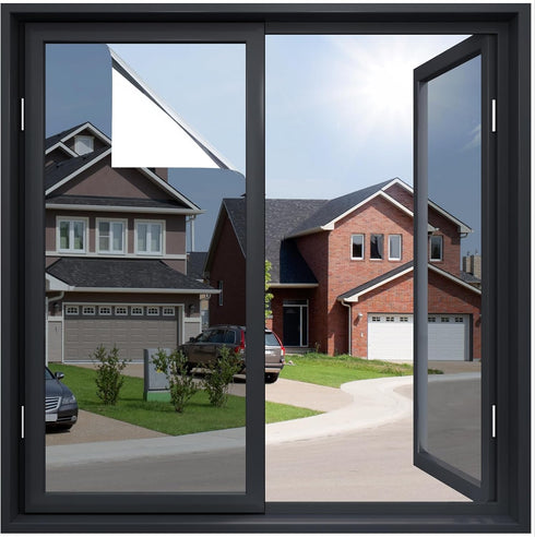 rabbitgoo One Way Window Privacy Film, Reflective Mirror Sun Blocking Heat Control UV Protection for Home, Silver