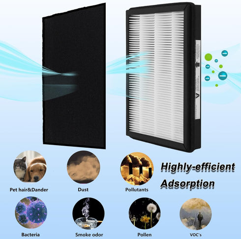 2-Pack IAF-H-100A True Idylis A Replacement Filter, Compatible with FAP-C01-A, Idylis Air Purifiers, 2 H13 FILTER + 2