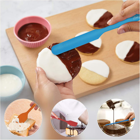 HOTEC Heat Resistant 600? Food Grade Silicone Rubber Spatula Set, Non Stick, Dishwasher Safe, Multicolor Set of 5