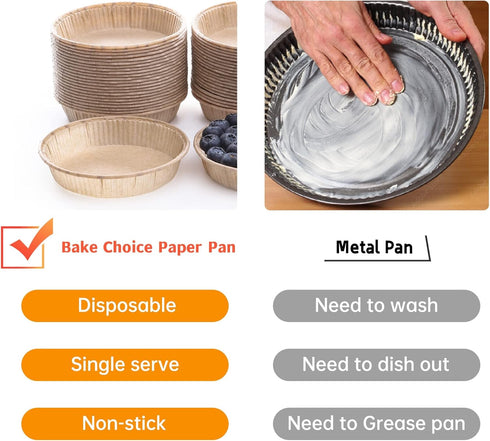 50pcs Paper Mini Tart Pans for Baking, 4 Inch Non-stick Disposable Quiche Baking Dish