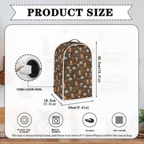 Blender Cover Dust Cover with Coffee Pattern, Small Kitchen Appliance Covers, Anti-Fingerprint Food Processor Cover