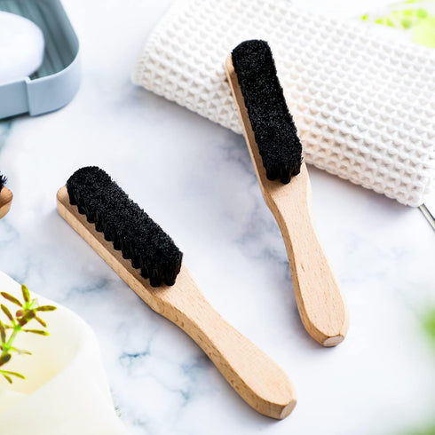 3 Pcs Soft Bristle Laundry Stain Brush, Velvet Furniture Brush with Wooden Handle for Cleaning Carpet, Clothes