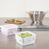 Restaurantware Met Lux 2 qt Square White Plastic Food Storage Container with Green Volume Markers, 10 Count Box