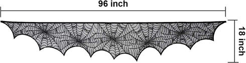Blulu 2 Pieces Spiderweb Fireplace Mantle Scarf, Lace Halloween Decoration Cover for Home Party Supply (Black, 18 by 96