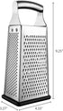 4 Spring Chef Professional Large Parmesan Cheese Grater, Stainless Steel Metal Box Grater with Handle, Sided Handheld