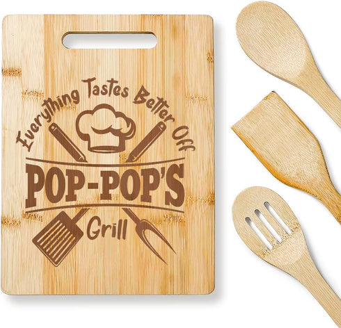 Grandpa Cutting Board - Gifts for Grandpa from Grandkids - Pop Gifts for Father's Day - Kitchen Gift for Christmas,