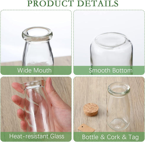 48 3.4 oz Sieral Pcs Mini Yogurt Jars Small Glass Bottles with Cork Lids Mini Milk Potion Bottles Glass Pudding Jars
