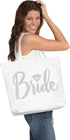 Giant 18" x 14" Canvas Bride Tote Bag - Diamond Motif Rhinestone Totes - Wedding Accessories & Bridal Shower Gifts