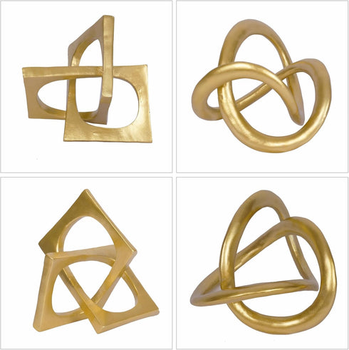 PUHOZN Modern Geometric Round Sculpture Gold Knot Statue Decor Tabletop Sculpture and Figurines Round Decorative