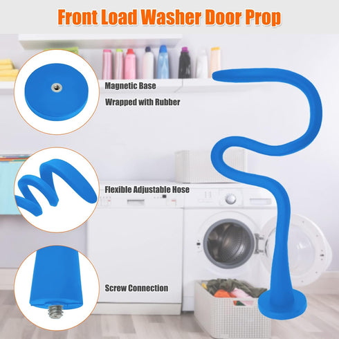 Washer Door Prop for Front Load Washing Machine, Removable Magnetic Washer Door Holder - Flexible Adjustable Washer Door Stopper Keep Washer Door Open to Prevent Odors - Blue