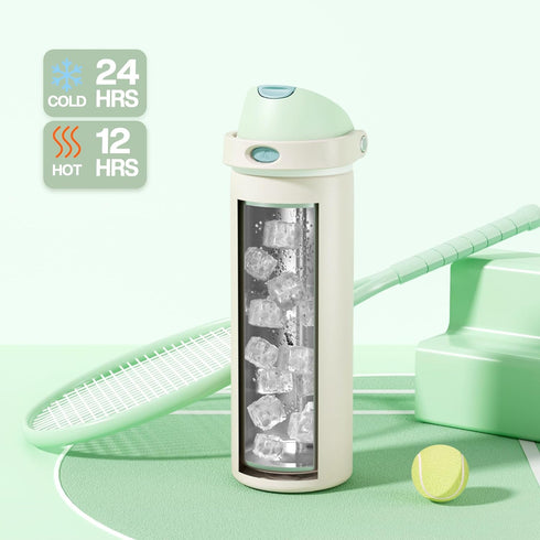 24 oz 2-in-1 24 POWCAN Steel Insulated Water Bottle: Push-Button Spout & Flip Straw Lid, Leakproof, Cold Hrs, Fits Car