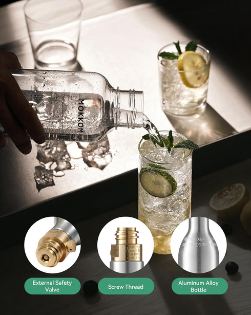 CO2 CO2 CO2 (1PCS) MOKKOM Cylinder for Soda Maker, Exchange Canister, Threaded Style, Compatible with All 'Screw-In'
