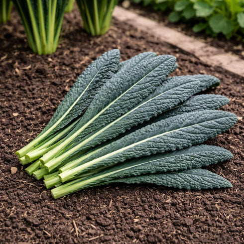 Sunutri Seeds Black Tuscan Lacinato Kale Seeds Dark Blue-Green Leaves with Upright Growth for Home Gardens, Raised Beds