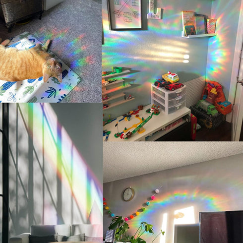 GORGECRAFT 6x7 Inch Leaf Window Clings, Static Rainbow Window Stickers, Anti-Collision Glass Decals for Decor