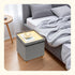 15" 15" 15"Grey PINPLUS Storage Ottoman Cube, White Linen Footrest with Wooden Legs, Foldable Fabric Footrest