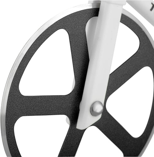 TOUR de PIZZA Bicycle Pizza Cutter - Dual Non-Stick Stainless Steel Cutting Wheels - Dishwasher Safe with Display Stand