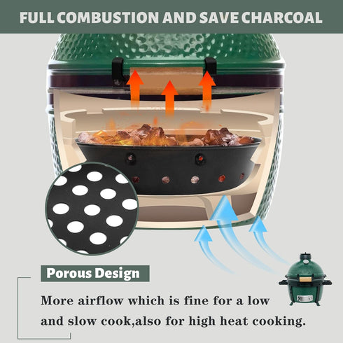 KAMaster Charcoal Basket Carbon Steel Fire Bowl for MiniMax,Small&Medium Bigg Green Eggs,Heavy Duty Enamel Coated