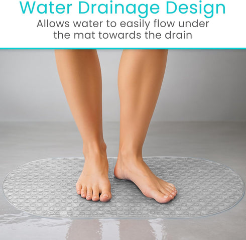 Vive Oval Bathtub Mat - Nonslip Shower Floor Pad - Non-Slip and Non-Skid for Bath Tub with Strong Rubber Suction Cup
