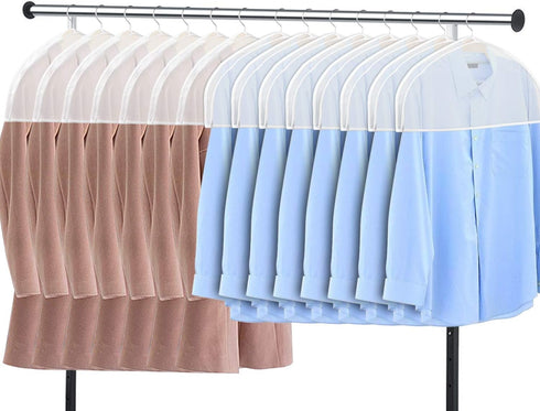 Zilink Shoulder Covers for Clothes - Set of 15 Breathable Garment Dust Protectors with 2" Gusset for Storage