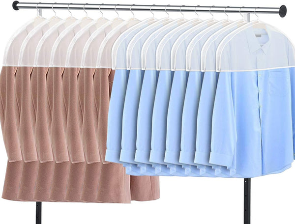 Zilink Shoulder Covers for Clothes - Set of 15 Breathable Garment Dust Protectors with 2" Gusset for Storage