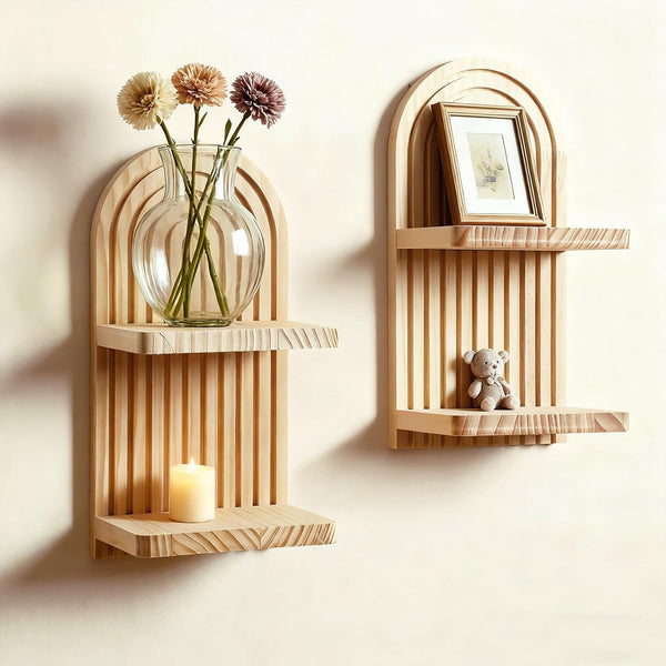 Artilady 2 Pack Boho Wall Hanging Shelves - 2 Tier Handmade Rainbow