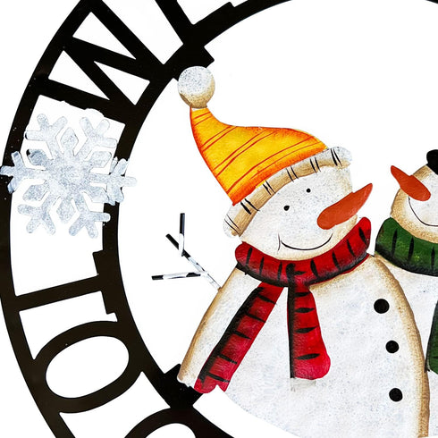 Welcome to Our Home Rustic Metal Snowmen Hanging Welcome Signs for Front Door Wreaths and Garden Decor