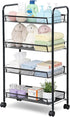 LOFTEY 4 Tier Rolling Storage Cart, Small Metal Utility Cart on Wheels,