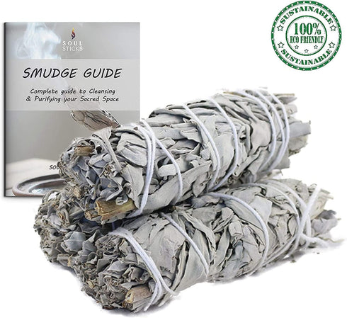 SOUL STICKS 4 Inch 12-Pack Organic California White Sage Smudge Sticks for Home Cleansing, Meditation & Smudging Rituals
