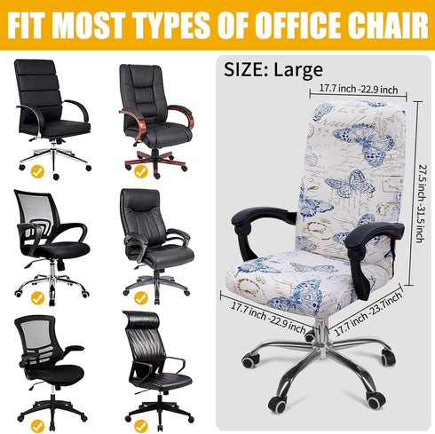 smiry Stretch Printed Computer Office Chair Covers, Removable Washable Anti-Dust Spandex Chair Protector