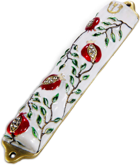 Door Mezuzah Case - Modern Pomegranate Tree Design 4" Jewish Mezuzah Cover for Home Blessing