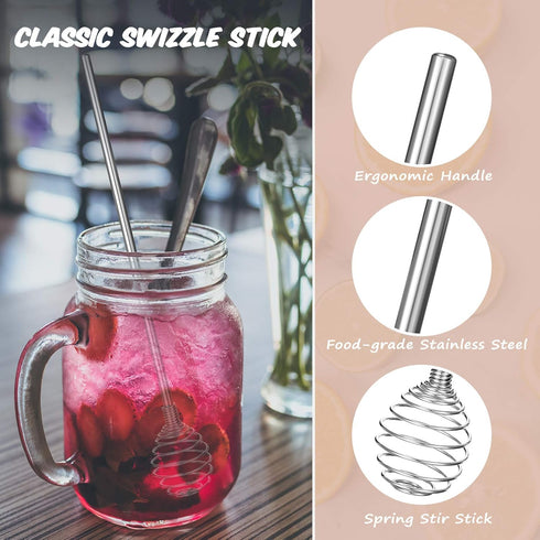 8 Pieces Coffee Stir Sticks - Stainless Steel Specialty Spoons for Drink, Cocktail, Coffee, Home Kitchen Bar Supply