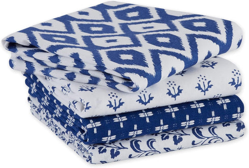 DII Tunisia Blue Market Tabletop and Kitchen Collection, Set of 4 Dishtowels, 18x28, Blue Market.