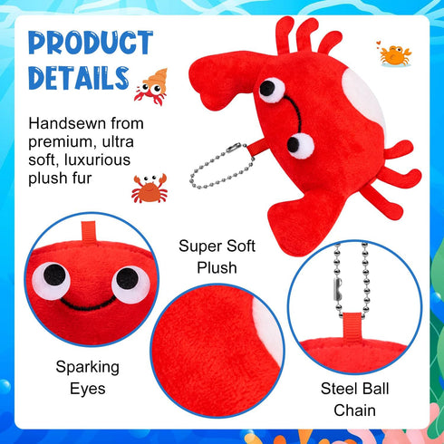 SYWHXY 12Pack Backpack Cute Plush Crab Lobster Doll Toy for Kids, Soft Mini Stuffed Crab Lobster Hanging Ornaments