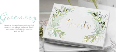 Spiral Bound Compact Wedding/Event Guest Book, 7.5 x 5.75-Inch, Greenery