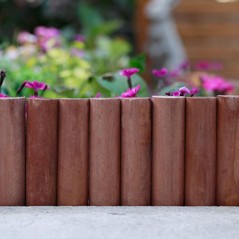 Worth Garden 3.5 Ft Wooden Short Fence, Outdoor Landscape Edging Decorative Border, Brown (H:7.9'', 42'' L)
