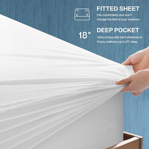 TASTELIFE Queen Mattress Protector, Waterproof, Breathable & Noiseless, Deep Pocket, White